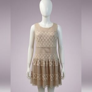 A'reve Polka Dot Lace Cream Dress Size  Medium